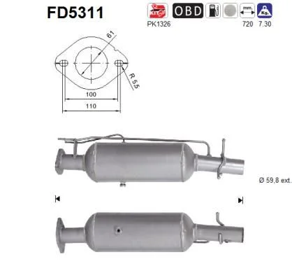 Suodžių / kietųjų dalelių filtras, išmetimo sistema AS FD5311