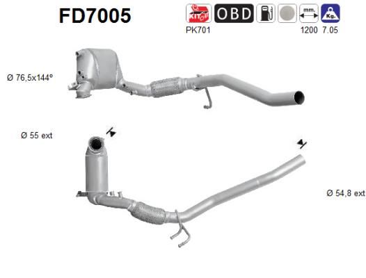 Suodžių / kietųjų dalelių filtras, išmetimo sistema AS FD7005