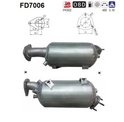 Suodžių / kietųjų dalelių filtras, išmetimo sistema AS FD7006