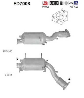Suodžių / kietųjų dalelių filtras, išmetimo sistema AS FD7008
