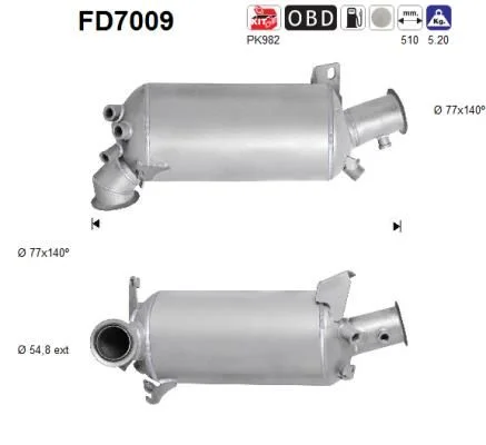 Suodžių / kietųjų dalelių filtras, išmetimo sistema AS FD7009
