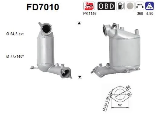 Suodžių / kietųjų dalelių filtras, išmetimo sistema AS FD7010
