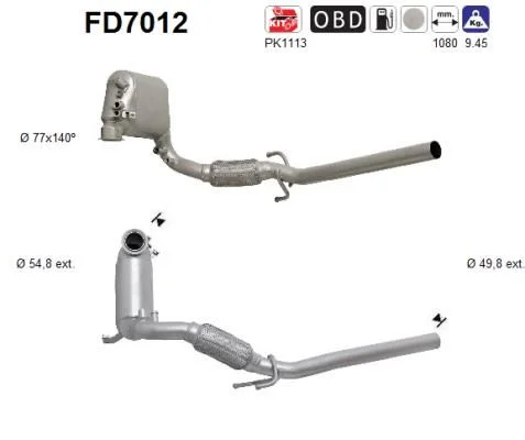 Suodžių / kietųjų dalelių filtras, išmetimo sistema AS FD7012