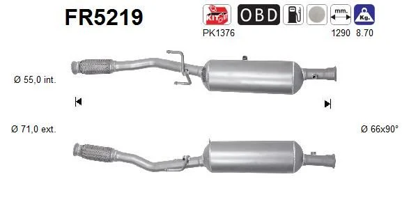 Suodžių / kietųjų dalelių filtras, išmetimo sistema as FR5219