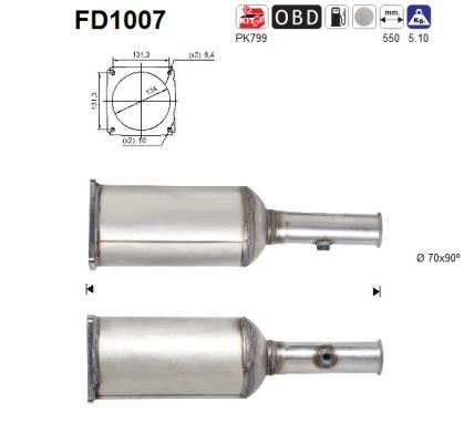 Suodžių / kietųjų dalelių filtras, išmetimo sistema AS FD1007