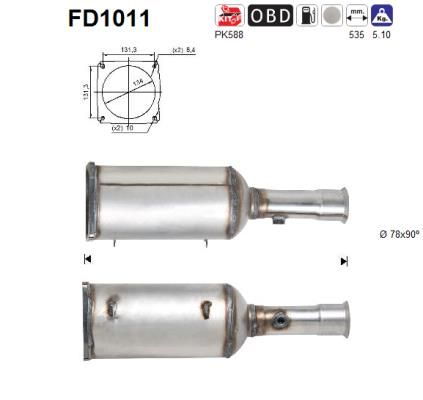 Suodžių / kietųjų dalelių filtras, išmetimo sistema AS FD1011