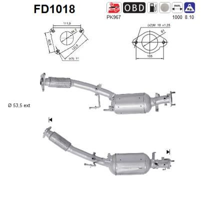 Suodžių / kietųjų dalelių filtras, išmetimo sistema AS FD1018