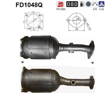 Suodžių / kietųjų dalelių filtras, išmetimo sistema as FD1048Q