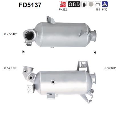 Soot/Particulate Filter, exhaust system AS FD5137