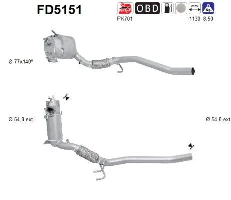 Suodžių / kietųjų dalelių filtras, išmetimo sistema as FD5151