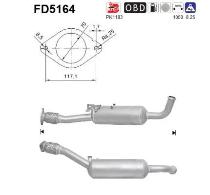 Suodžių / kietųjų dalelių filtras, išmetimo sistema AS FD5164