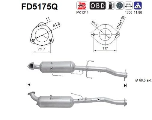 Suodžių / kietųjų dalelių filtras, išmetimo sistema AS FD5175Q