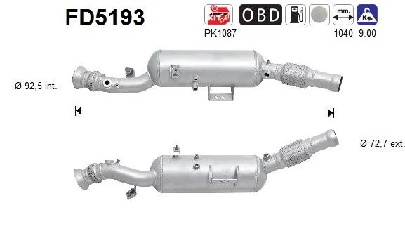 Suodžių / kietųjų dalelių filtras, išmetimo sistema AS FD5193