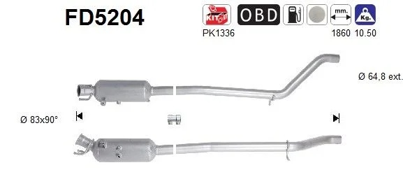 Suodžių / kietųjų dalelių filtras, išmetimo sistema ASC FD5204