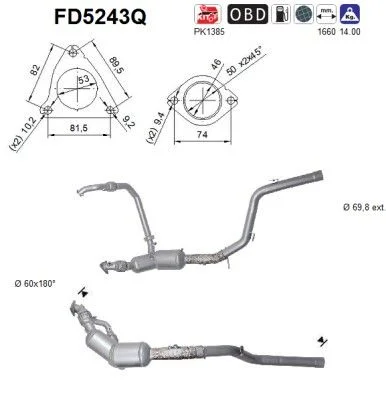 Suodžių / kietųjų dalelių filtras, išmetimo sistema as FD5243Q