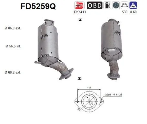 Suodžių / kietųjų dalelių filtras, išmetimo sistema AS FD5259Q