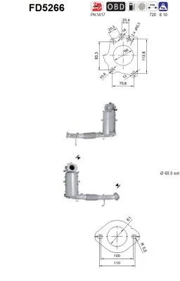 Suodžių / kietųjų dalelių filtras, išmetimo sistema ASC FD5266