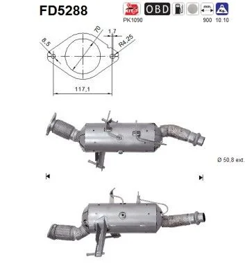 Suodžių / kietųjų dalelių filtras, išmetimo sistema AS FD5288