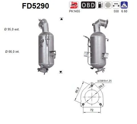Suodžių / kietųjų dalelių filtras, išmetimo sistema as FD5290