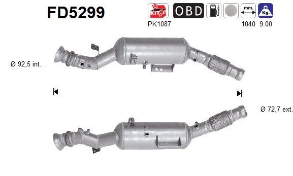 Suodžių / kietųjų dalelių filtras, išmetimo sistema ASC FD5299
