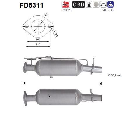 Filter čestica/čađe, ispušni sustav AS FD5311