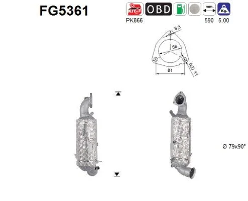 Suodžių / kietųjų dalelių filtras, išmetimo sistema ASC FG5361