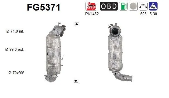 Suodžių / kietųjų dalelių filtras, išmetimo sistema ASC FG5371