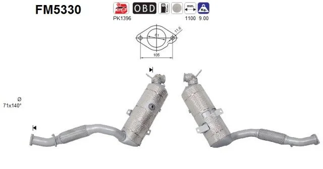 Suodžių / kietųjų dalelių filtras, išmetimo sistema ASC FM5330