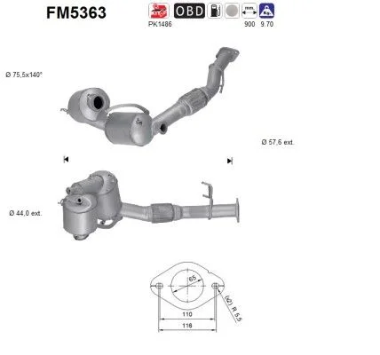 Suodžių / kietųjų dalelių filtras, išmetimo sistema ASC FM5363