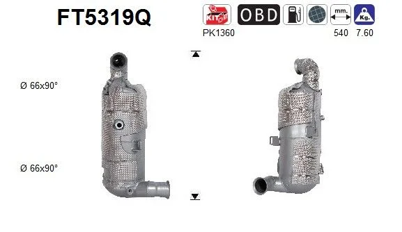 Suodžių / kietųjų dalelių filtras, išmetimo sistema AS FT5319Q