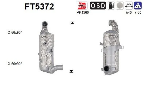 Suodžių / kietųjų dalelių filtras, išmetimo sistema ASC FT5372