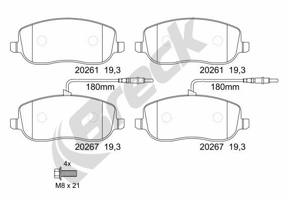 Brake Pad Set, disc brake BRECK 20261 00 701 00