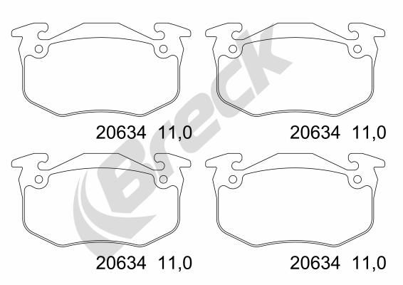 Brake Pad Set, disc brake BRECK 20634 00 702 00