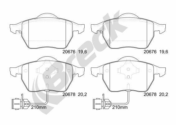 Brake Pad Set, disc brake BRECK 20676 00 701 10