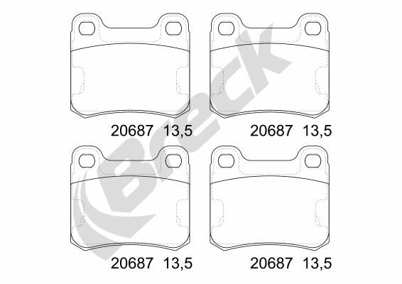 Brake Pad Set, disc brake BRECK 20687 00 704 00