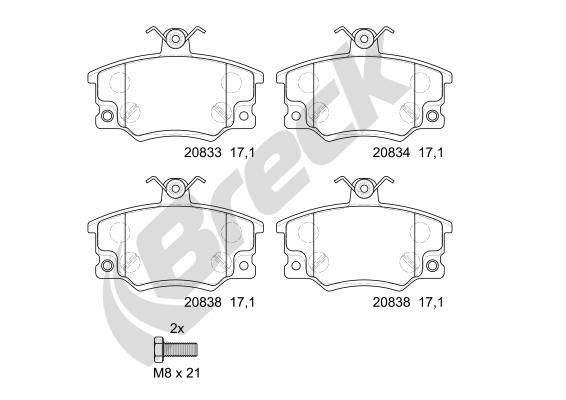 Brake Pad Set, disc brake BRECK 20833 00 701 10