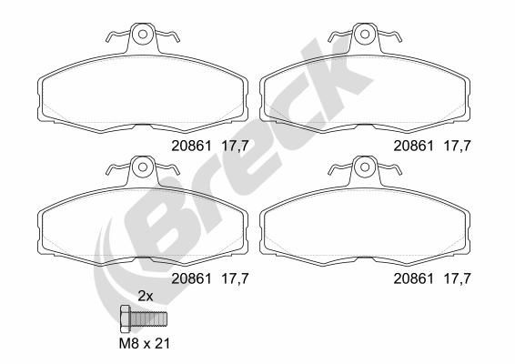 Brake Pad Set, disc brake BRECK 20861 00 702 00