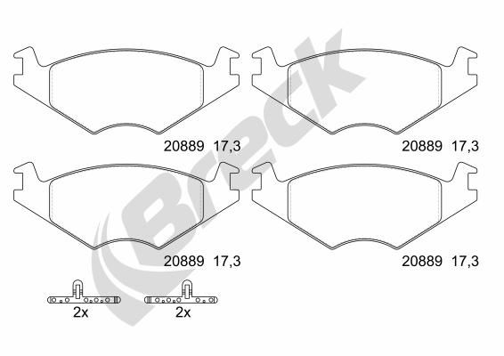 Brake Pad Set, disc brake BRECK 20889 00 702 00