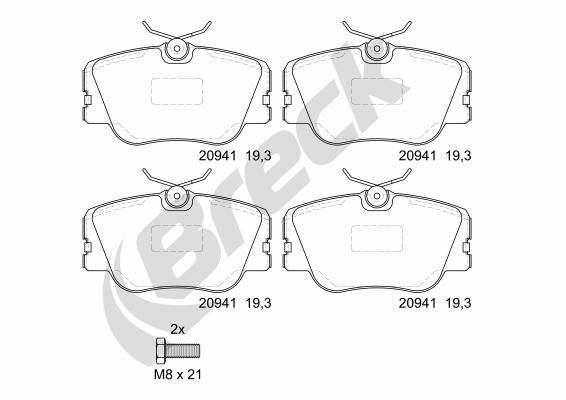 Brake Pad Set, disc brake BRECK 20941 00 701 00