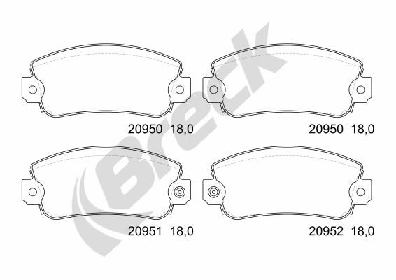 Brake Pad Set, disc brake BRECK 20950 00 702 10