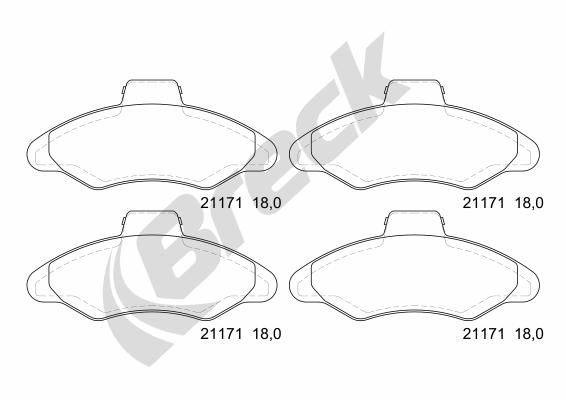 Brake Pad Set, disc brake BRECK 21171 00 702 00