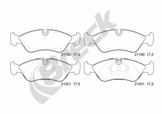 Brake Pad Set, disc brake BRECK 21190 00 701 00