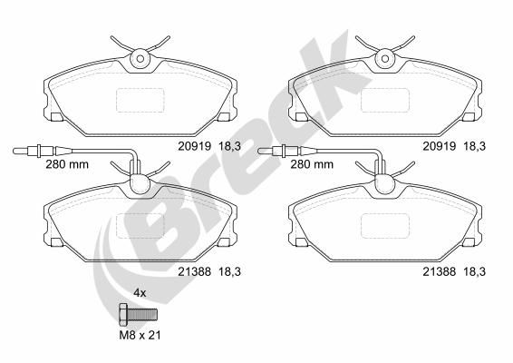 Brake Pad Set, disc brake BRECK 21388 00 702 10