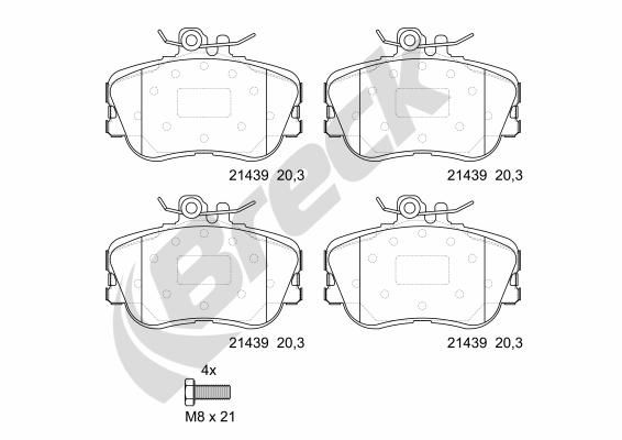 Brake Pad Set, disc brake BRECK 21439 00 701 10