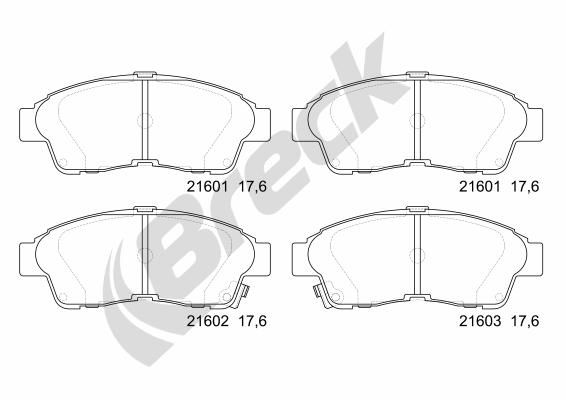 Brake Pad Set, disc brake BRECK 21601 00 701 10