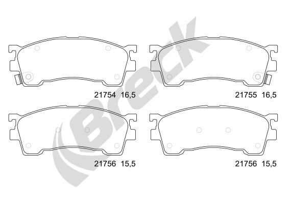 Brake Pad Set, disc brake BRECK 21755 00 701 10