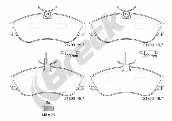 Brake Pad Set, disc brake BRECK 21799 00 703 10