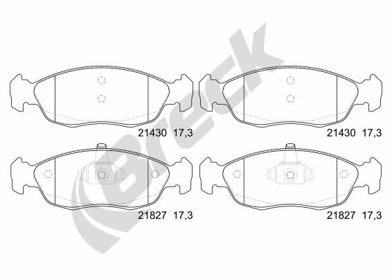 Brake Pad Set, disc brake BRECK 21827 00 702 00