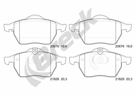 Brake Pad Set, disc brake BRECK 21829 00 701 00