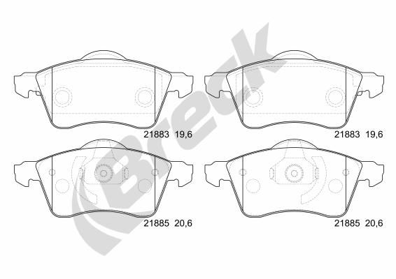 Brake Pad Set, disc brake BRECK 21883 00 701 00